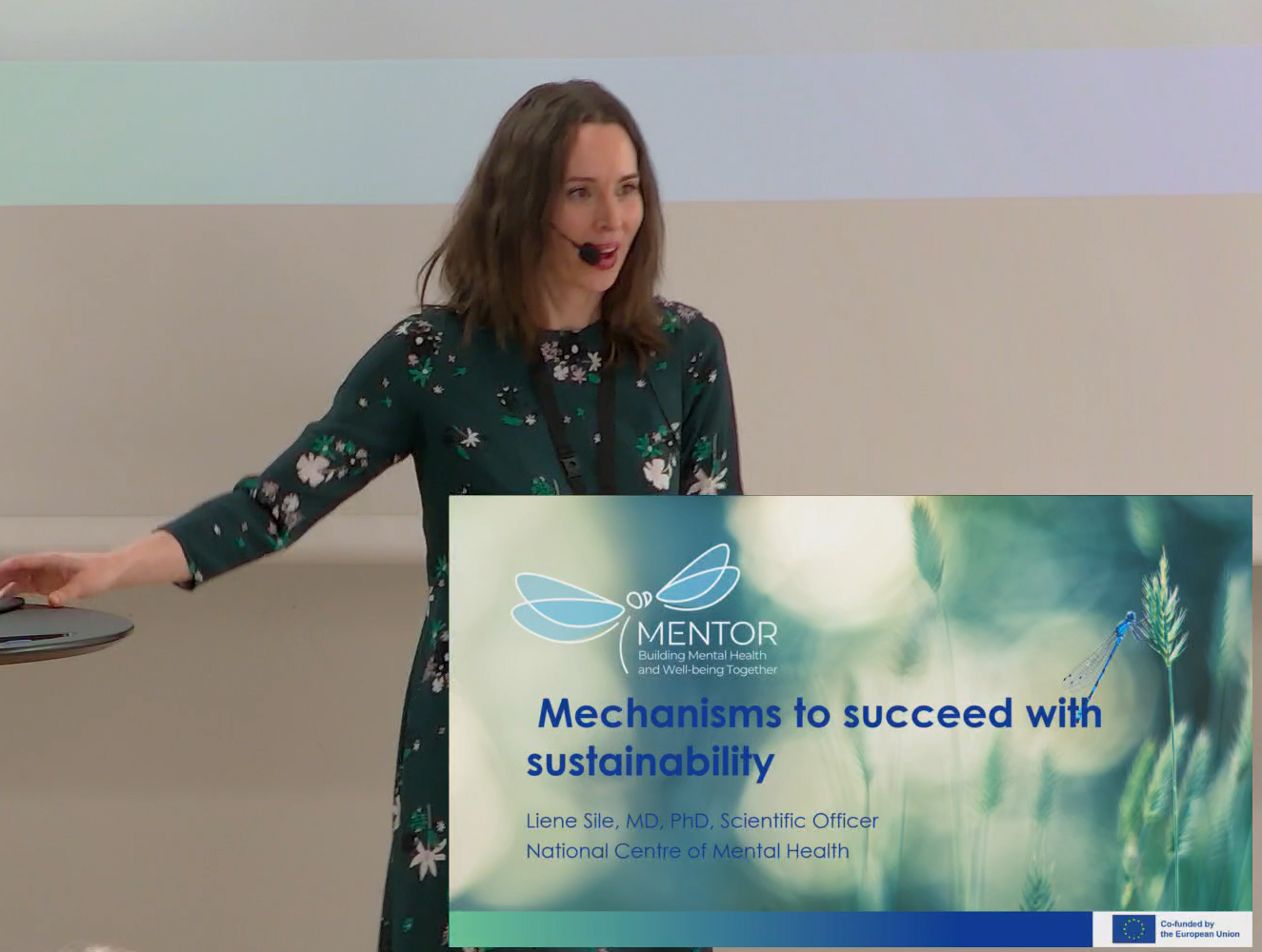 Photo of dr Liene Sile speaking