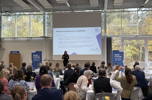 Photo of people listening to Sibilla Neimane speak